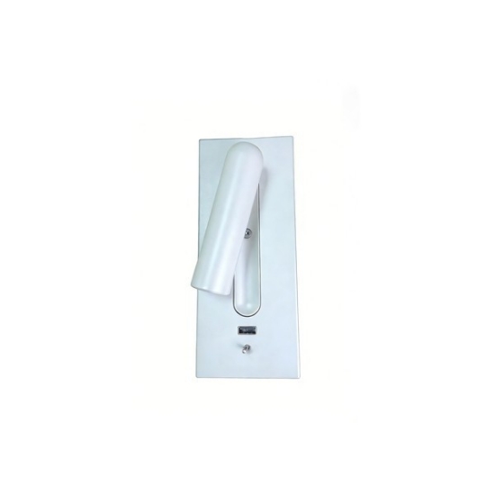Imagine Lumină de citit încastrată în perete din aluminiu 3W 150Lm 3000K 75x77x180mm USB alb Arte Illumina Plano