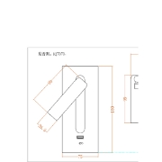Imagine Lumină de citit încastrată în perete din aluminiu 3W 150Lm 3000K 75x77x180mm USB negru Arte Illumina Plano