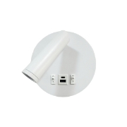 Imagine Aplica de citit montată pe perete cu dublă lumină din aluminiu 3+7W 180+700Lm 3000K 150x70mm cu USB tip C alb Arte Illumina Atlas