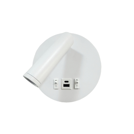 Imagine Aplica de citit montată pe perete cu dublă lumină din aluminiu 3+7W 180+700Lm 3000K 150x70mm cu USB tip C alb Arte Illumina Atlas