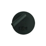 Imagine Aplicație de citit cu două lumini montată pe perete din aluminiu 3+7W 150+500Lm 3000K 150x70mm cu USB tip C negru Arte Illumina Atlas