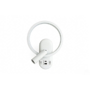 Imagine Aplica de citit montată pe perete cu două lumini din aluminiu 3+10W 150+600Lm 3000K 180x78x243mm cu USB tip C alb Arte Illumina Forma