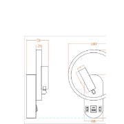 Imagine Aplica de citit montată pe perete cu două lumini din aluminiu 3+10W 150+350Lm 3000K 180x78x243mm cu USB tip C negru Arte Illumina Forma