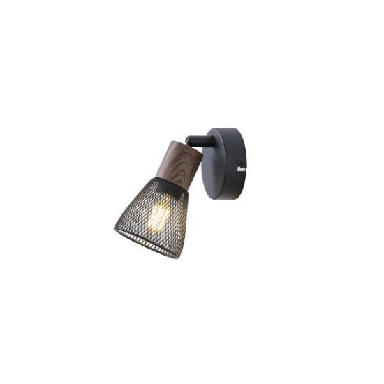 Imagine Spot negru cu plasă din lemn 1XE14 Max 7W 80X125mm Arte Illumina Meshy