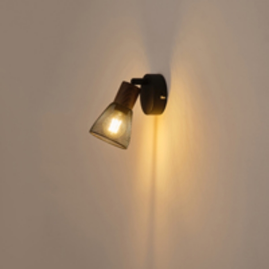 Imagine Spot negru cu plasă din lemn 1XE14 Max 7W 80X125mm Arte Illumina Meshy