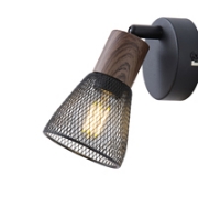 Imagine Spot negru cu plasă din lemn 1XE14 Max 7W 80X125mm Arte Illumina Meshy