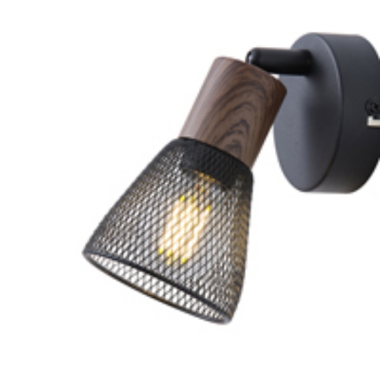 Imagine Spot negru cu plasă din lemn 1XE14 Max 7W 80X125mm Arte Illumina Meshy