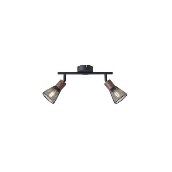 Imagine Spot cu plasă metal-lemn 2 lumini 2XE14 max 8W 255X80X145mm negru Arte Illumina MESHY