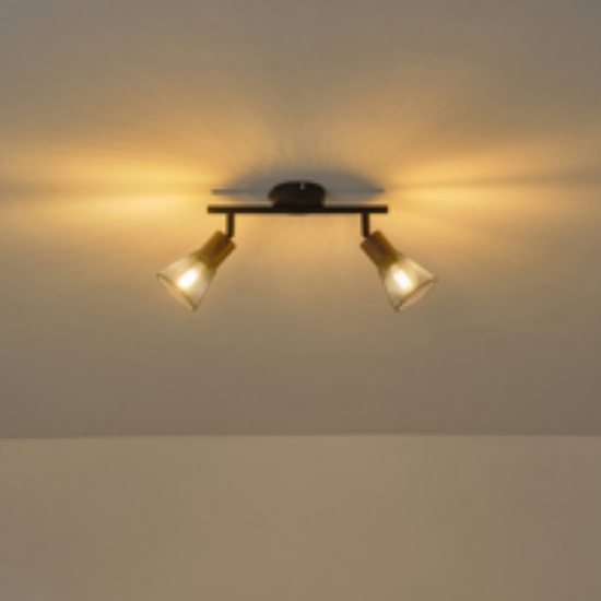 Imagine Spot cu plasă metal-lemn 2 lumini 2XE14 max 8W 255X80X145mm negru Arte Illumina MESHY
