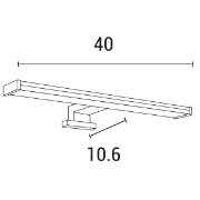 Imagine Lustră pentru baie din aluminiu-plastic LED 8W 640Lm 3000K 400X106X42 IP44 argintie Arte Illumina Nero