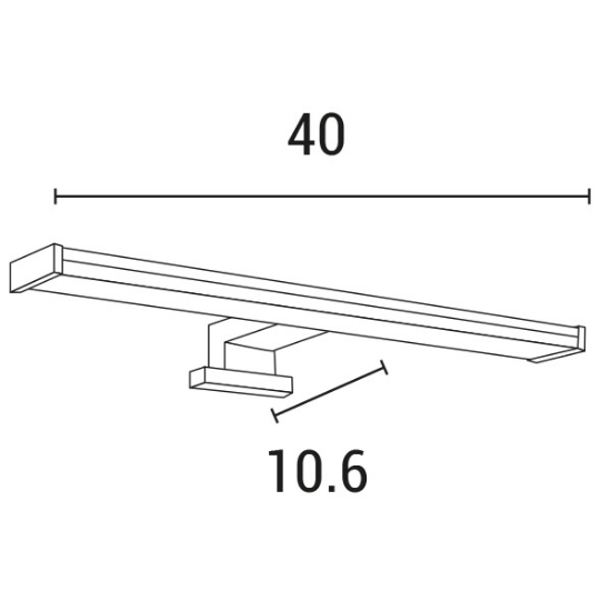 Imagine Lustră pentru baie din aluminiu-plastic LED 8W 640Lm 3000K 400X106X42 IP44 argintie Arte Illumina Nero