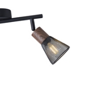 Imagine Spot cu plasă metal-lemn 2 lumini 2XE14 max 8W 255X80X145mm negru Arte Illumina MESHY