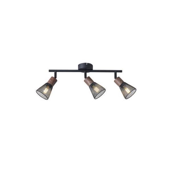 Imagine Spot cu plasă metal-lemn 3 lumini 3XE14 Max 8W 390X80X145mm Negru Arte Illumina MESHY