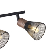 Imagine Spot cu plasă metal-lemn 3 lumini 3XE14 Max 8W 390X80X145mm Negru Arte Illumina MESHY