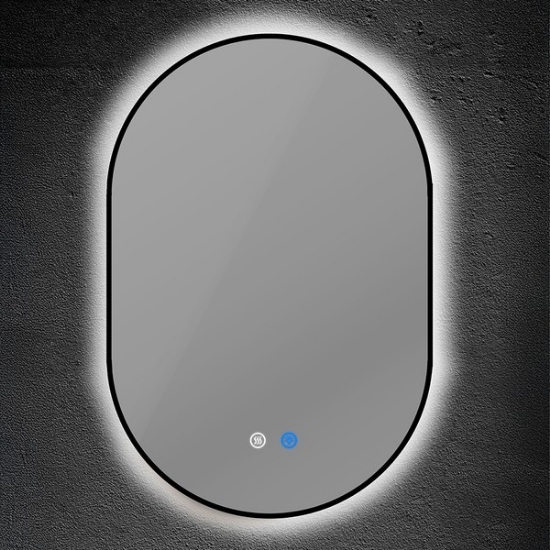 Imagine Oglindă ovală cu ramă neagră, LED dimabil, antifog, 13W, 1120Lm, 3CCT (3000-4000-6000K), 500X700mm, Arte Illumina Cylis