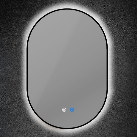 Imagine Oglindă ovală cu ramă neagră, LED dimabil, antifog, 16W, 1280Lm, 3CCT (3000-4000-6000K), 500X900mm, Arte Illumina Cylis
