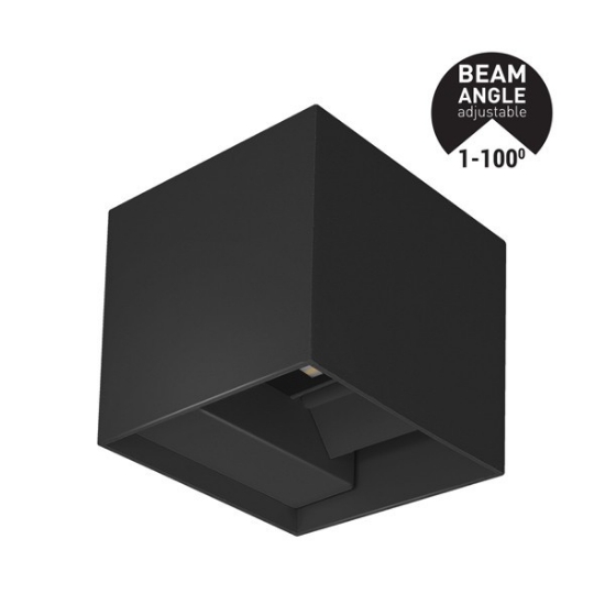 Imagine Aplica de perete din aluminiu Cube 10W 3CCT 100x100x100mm cu difuzor din sticlă negru Arte Illumina