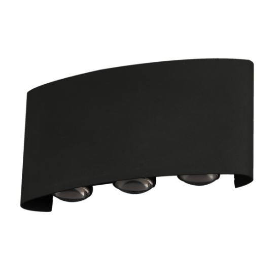 Imagine Aplica de perete din aluminiu up-down 6x1W 469Lm 3000K 170x80x40mm IP54 neagră Arte Illumina