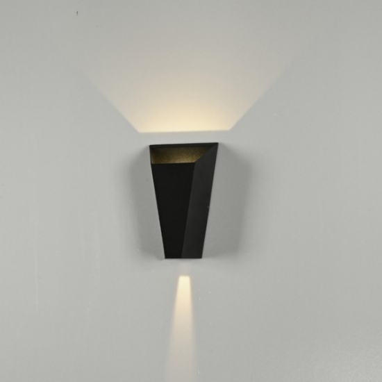 Imagine Aplica de perete din aluminiu up-down 6W 156Lm 3000K 105X175X60mm IP54 neagră Arte Illumina