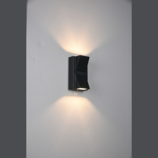 Imagine Aplica de perete din aluminiu up-down 6W 444Lm 3000K 142X80X65mm IP54 neagră Arte Illumina
