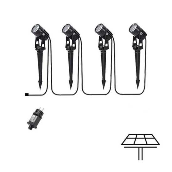 Imagine Spot de grădină cu spike, 4 piese, 5W, 500Lm, 4000K cu adaptor IP44