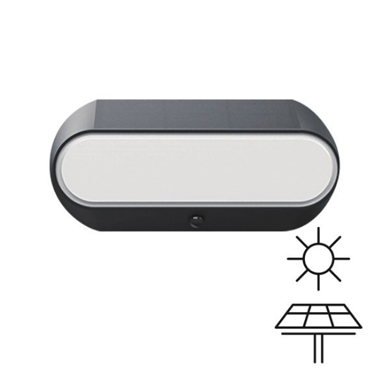 Imagine Lumină de perete ovală cu panou solar 5W 500Lm 4000K IP54 Arte Illumina