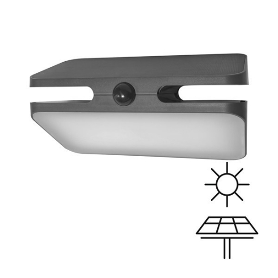 Imagine Lumină de perete cu panou solar 7W 700Lm 4000K IP54 cu senzor de mișcare Arte Illumina