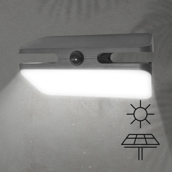 Imagine Lumină de perete cu panou solar 7W 700Lm 4000K IP54 cu senzor de mișcare Arte Illumina