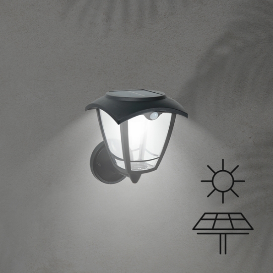 Imagine Lampa solară de perete cu senzor de mișcare 3W 400Lm 166X215X195mm 3CCT ARTE ILLUMINA