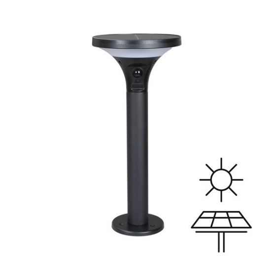 Imagine Lampa solară de perete cu post și senzor de mișcare 3.8W 500Lm 160X160X350mm 3CCT ARTE ILLUMINA