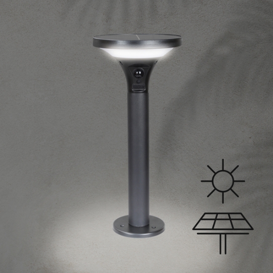 Imagine Lampa solară de perete cu post și senzor de mișcare 3.8W 500Lm 160X160X350mm 3CCT ARTE ILLUMINA