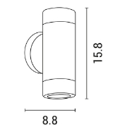 Imagine Aplica de perete din plastic rotativă updown rotundă 2xGU10 Max 5W 73x113x152mm IP65 gri Arte Illumina