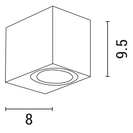 Imagine Aplica de perete pătrată GU10 80X70X90mm IP65 neagră Arte Illumina
