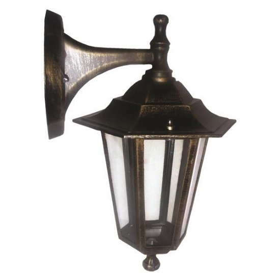 Imagine Aplica de perete hexagonal din aluminiu cu orientare în jos E27 bronz Arte Illumina