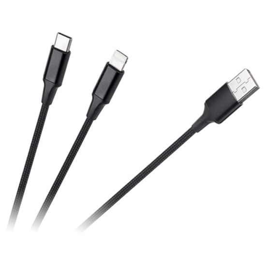 Imagine CABLU USB A - USB C/LIGHTNING (2+1) 1M