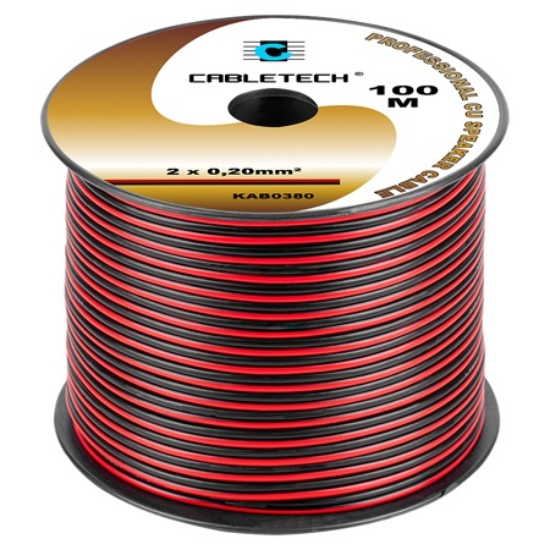 Imagine CABLU DIFUZOR CUPRU 2X0.20MM ROSU/NEGRU 100M
