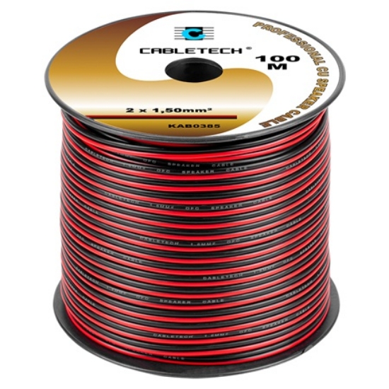 Imagine CABLU DIFUZOR CUPRU 2X1.50MM ROSU/NEGRU 100M