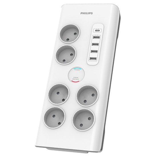 Imagine PRELUNGITOR SURGE PROTECTOR 6 PRIZE 2M 5 X USB PHILIPS