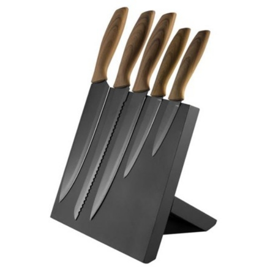 Imagine SET 5 CUTITE CU MANER LEMN SI SUPORT MAGNETIC
