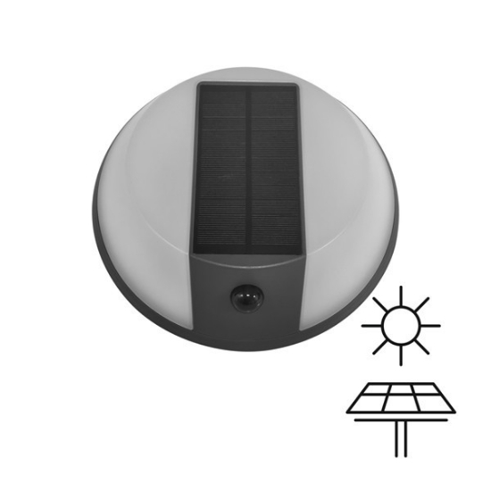 Imagine Lumină de perete rotundă cu panou solar 5W 500Lm 4000K IP54 Negru Arte Illumina