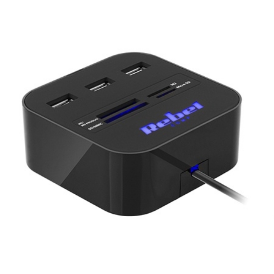 Imagine HUB 3X USB 2.0 SI CITITOR CARD SD/MICROSD REBEL