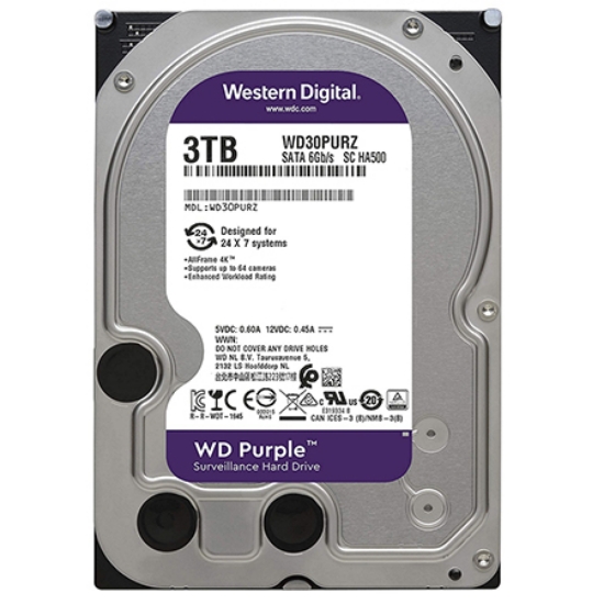 Imagine HDD 3TB SATA3 64MB PURPLE SUVEILLANCE WESTERN DIGITAL