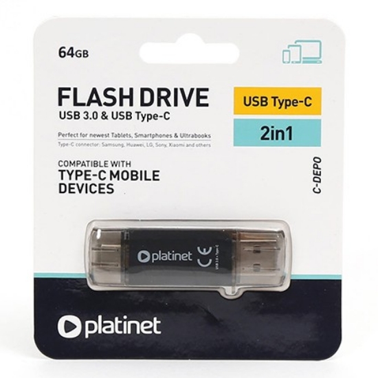 Imagine FLASH DRIVE USB 3.0 SI TYPE C 64GB C-DEPO PLATINET