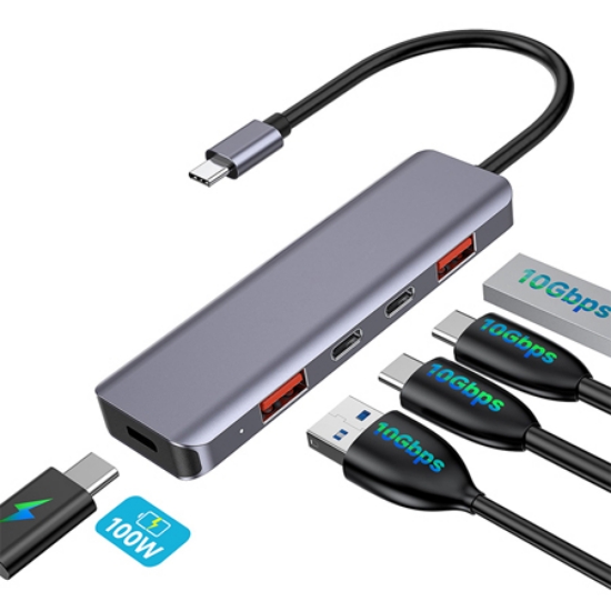 Imagine HUB 5 IN 1 10 GBS USB-C PD 100W  ALUMINIU PLATINET