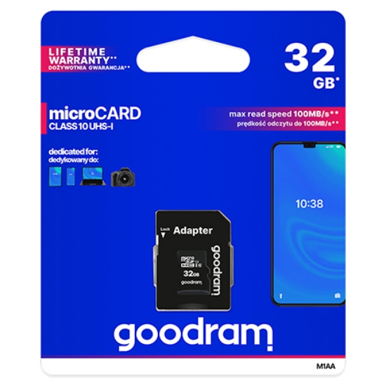 Imagine MICROSD CARD 32GB GOODRAM CLASA 10 UHS-I CU ADAPTOR