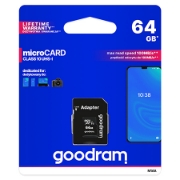Imagine MICROSD CARD 64GB GOODRAM CLASA 10 UHS-I CU ADAPTOR