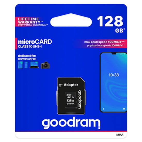 Imagine MICROSD CARD 128GB GOODRAM CLASA 10 UHS-I CU ADAPTOR