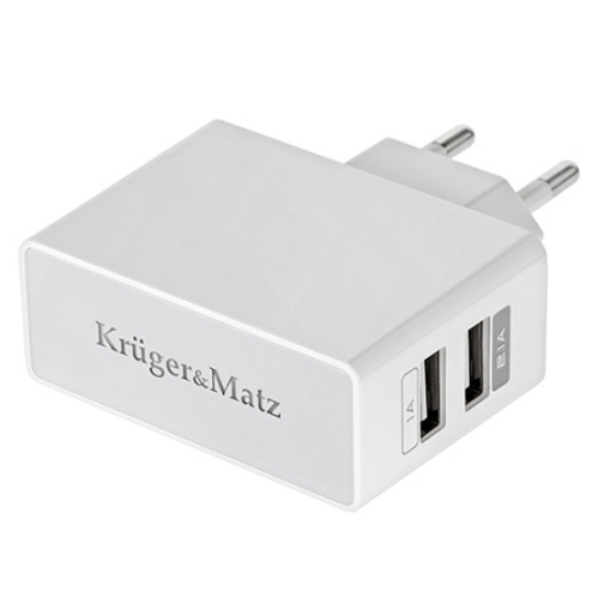 Imagine INCARCATOR RETEA DUAL USB 2.1A KRUGER&MATZ