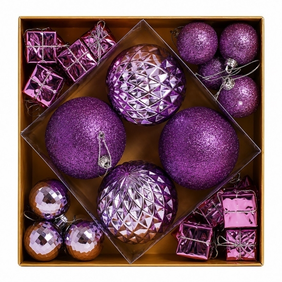 Imagine SET ORNAMENTE PLASTIC DE CRACIUN / VIOLET - 30P.