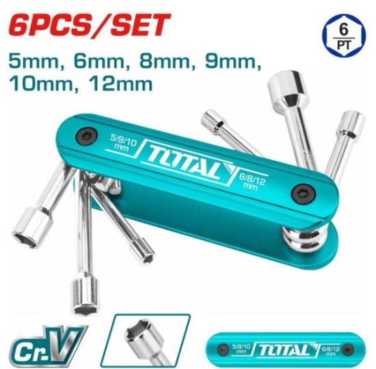 Imagine TOTAL - SET 6 BUC CHEI TUBULARE CU MANER, 5mm, 6mm, 8mm, 9mm, 10mm, 12mm